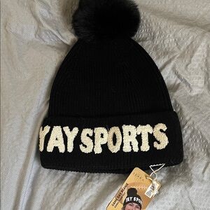 Black Knit Beanie with Pom Pom
